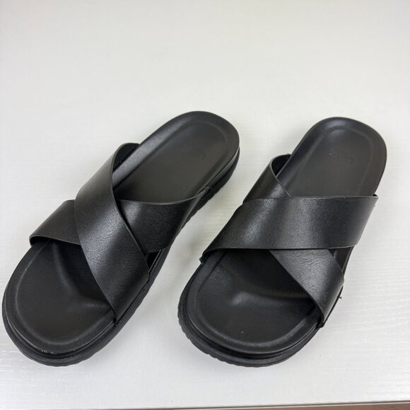 EUC UGG Men\'s Wainscott Black Leather  Slide Sandals S/N 1117476 main image 10